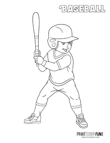Little League baseball player coloring page