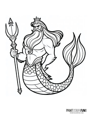 Little Mermaid-style coloring page at PrintColorFun com 5
