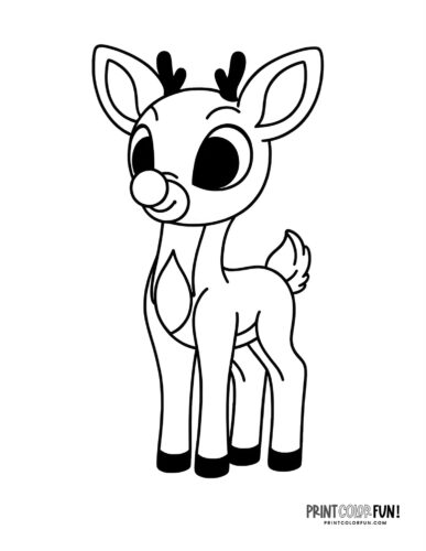 Little Rudolph the Red-Nosed Reindeer Christmas coloring page - PrintColorFun com
