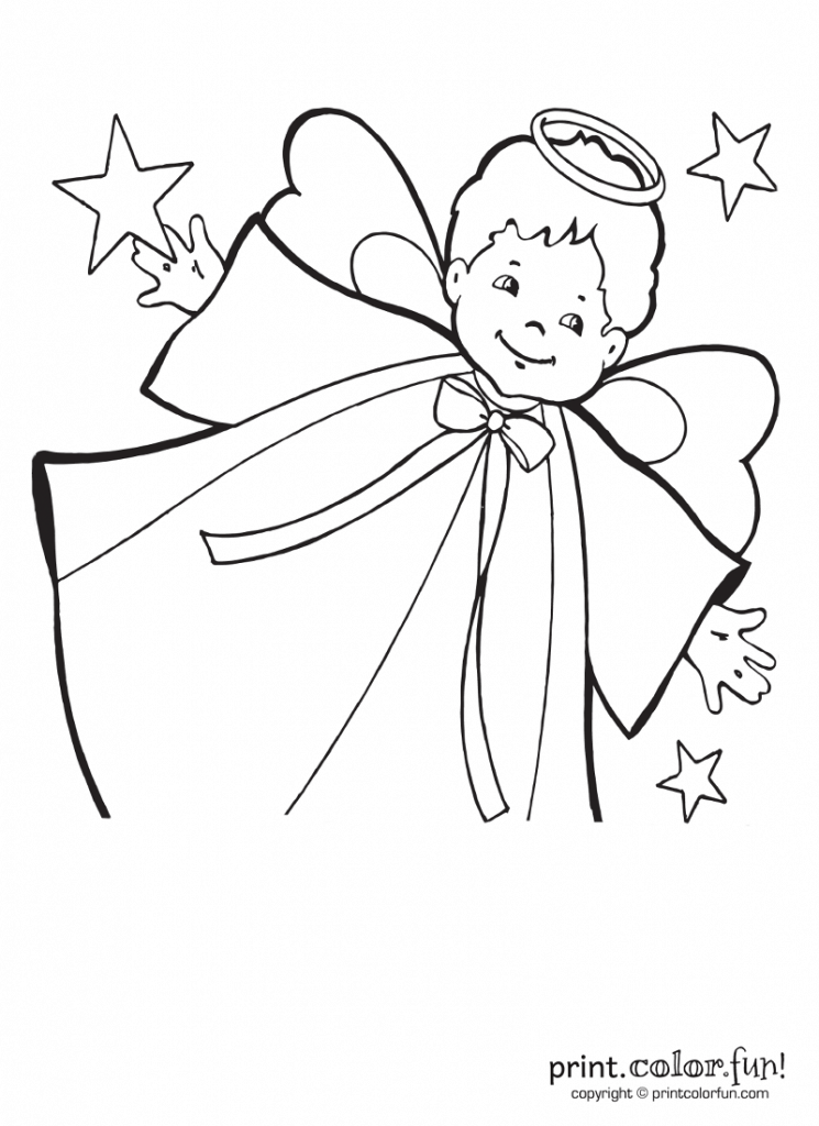 Little boy angel with stars, at PrintColorFun.com