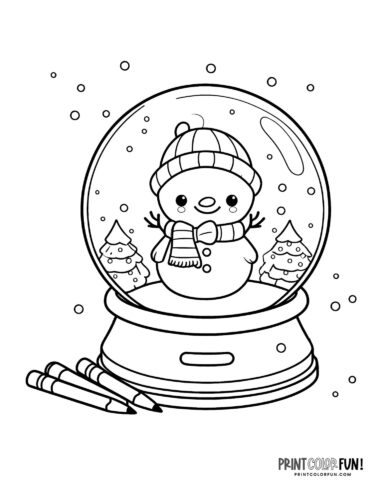 Little snowman snow globe coloring page - PrintColorFun com