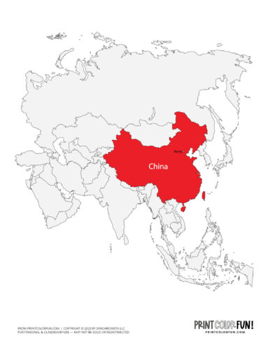 Map of China clipart drawing from PrintColorFun com (1)