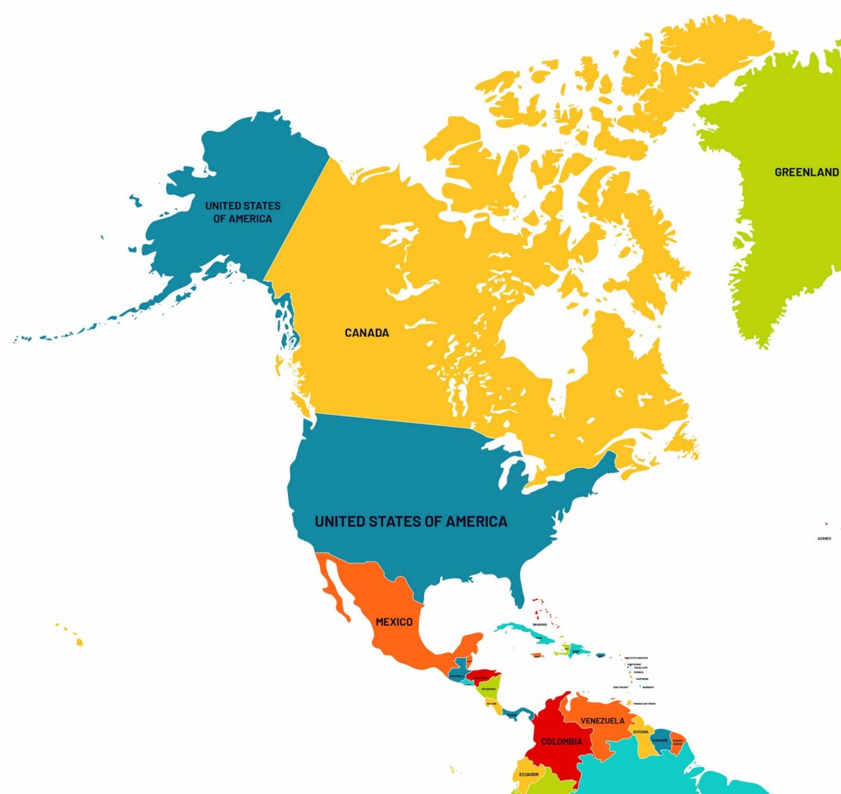 Map of North America from the 2020s