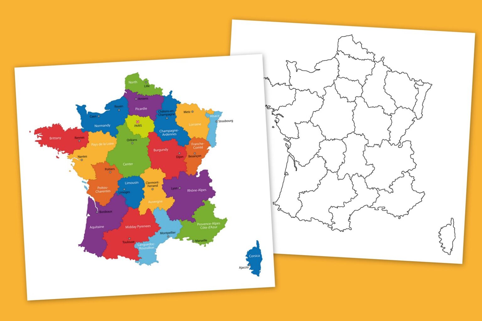 Maps of France to color, at
