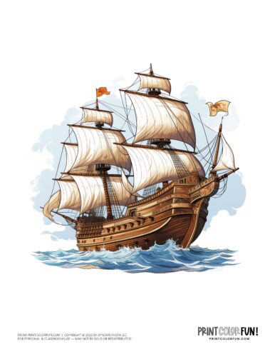 Mayflower ship color clipart from PrintColorFun com 1