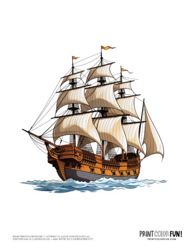Mayflower ship color clipart from PrintColorFun com 2