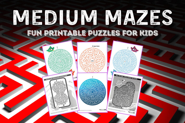 Maze medium level Intermediate skill printable mazes to solve at PrintColorFun com