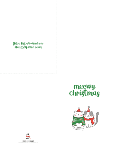 Meowy Christmas cats printable Christmas card from PrintColorFun com