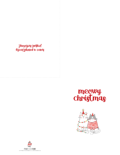 Meowy Christmas cute cats printable Christmas card from PrintColorFun com