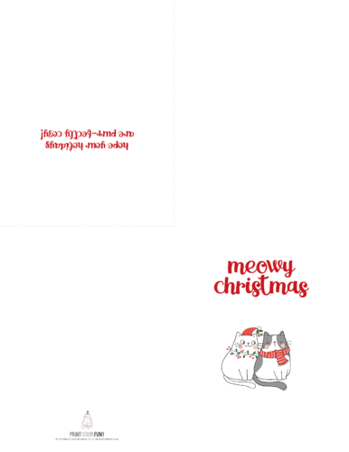 Meowy Christmas kittens printable Christmas card from PrintColorFun com