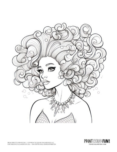 Mermaid coloring page clipart from PrintColorFun com (2)
