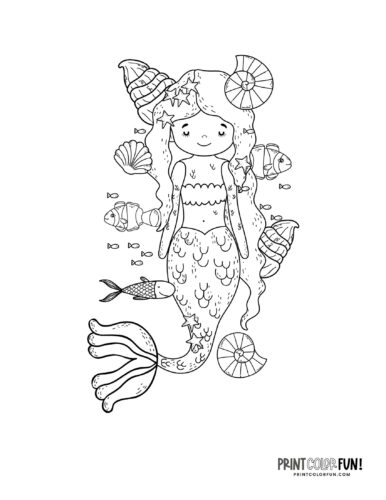 Mermaid coloring page drawing from PrintColorFun com (02)