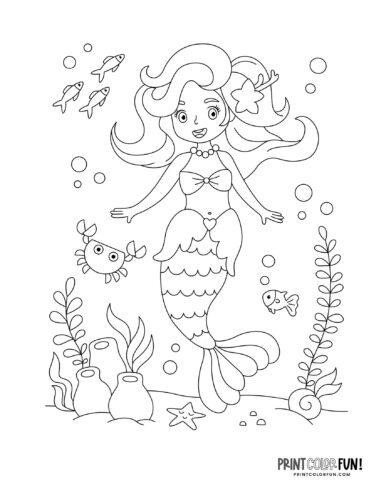 Mermaid coloring page drawing from PrintColorFun com (06)