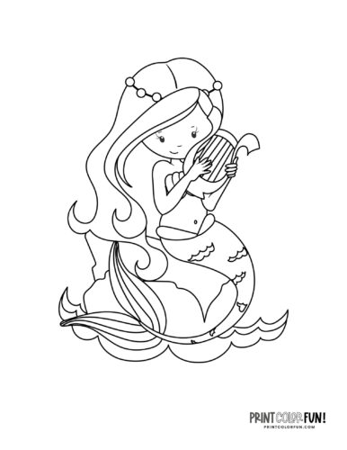 Mermaid coloring page drawing from PrintColorFun com (07)
