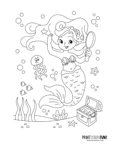Mermaid coloring page drawing from PrintColorFun com (08)