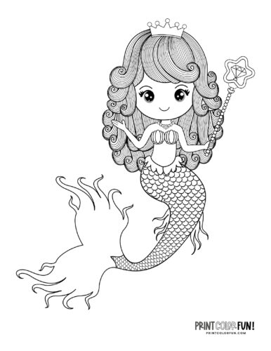 Mermaid coloring page drawing from PrintColorFun com (12)