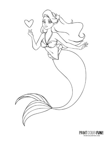 Mermaid coloring page drawing from PrintColorFun com (15)