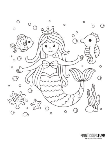 Mermaid coloring page drawing from PrintColorFun com (16)