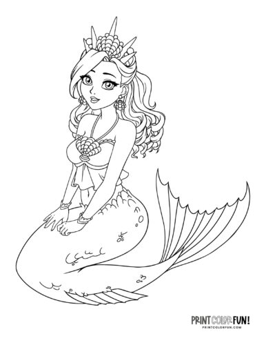 Mermaid coloring page drawing from PrintColorFun com (17)