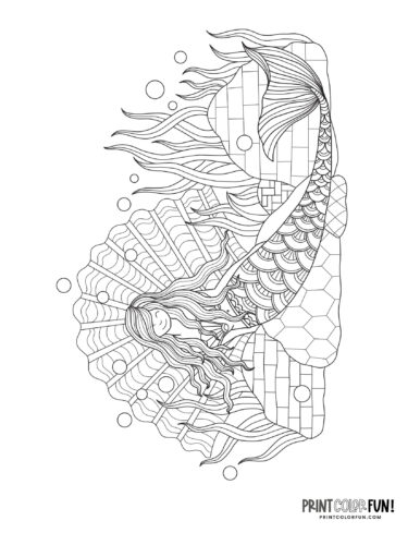 Mermaid coloring page drawing from PrintColorFun com (20)