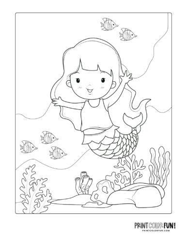 Mermaid coloring page drawing from PrintColorFun com (24)
