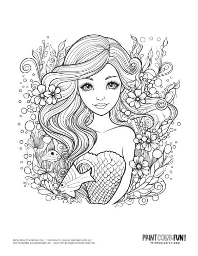 Mermaid coloring page drawing from PrintColorFun com (42)