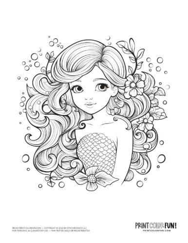 Mermaid coloring page drawing from PrintColorFun com (43)