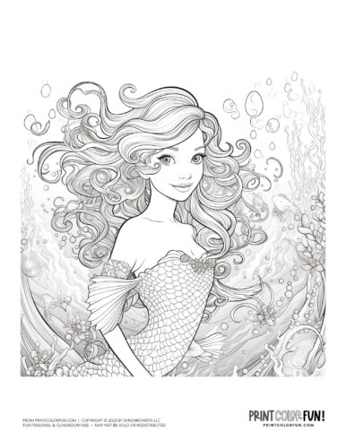 Mermaid coloring page drawing from PrintColorFun com (44)