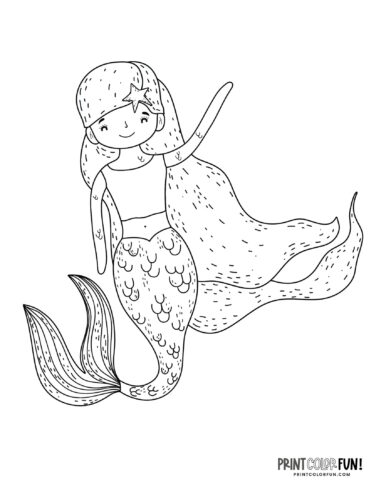 Mermaid coloring page drawing from PrintColorFun com (45)