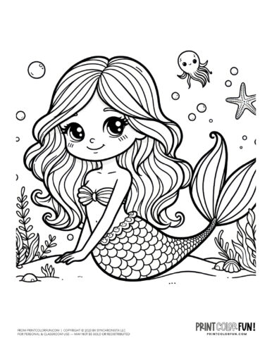 Mermaid coloring page drawing from PrintColorFun com (48)