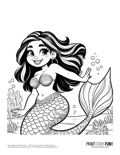 Mermaid coloring page drawing from PrintColorFun com (50)