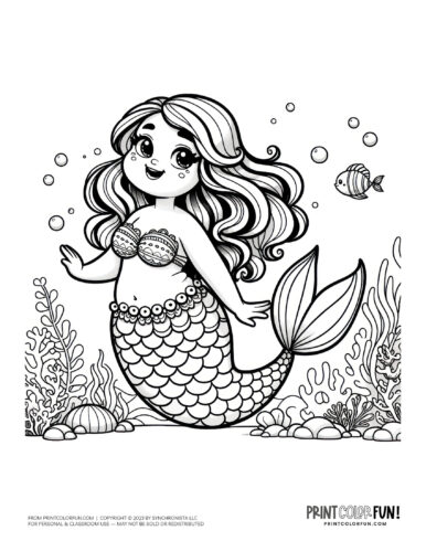 Mermaid coloring page drawing from PrintColorFun com (53)
