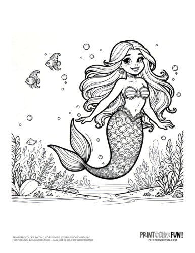 Mermaid coloring page drawing from PrintColorFun com (54)