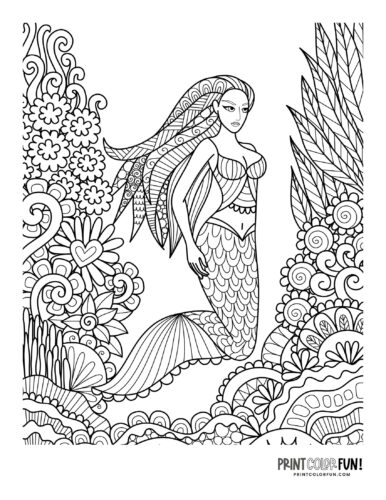 Mermaid coloring page drawing from PrintColorFun com (59)