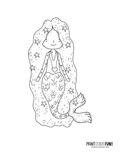 Mermaid coloring page drawing from PrintColorFun com (66)