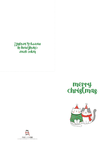 Merry Christmas - cats printable Christmas card from PrintColorFun com