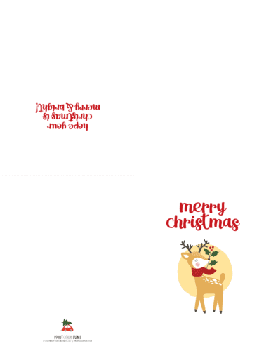 Merry Christmas - deer printable Christmas card from PrintColorFun com