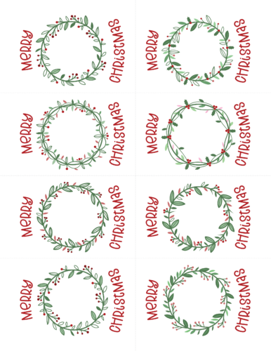 Christmas Gift Tags Template - red & green