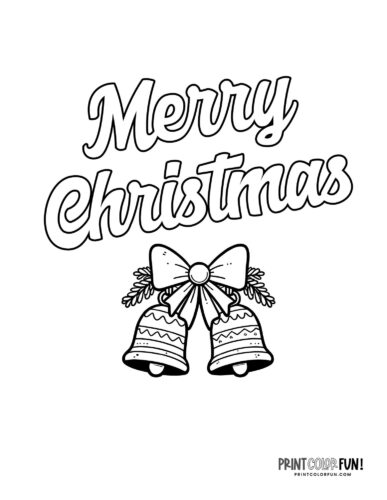 Merry Christmas with bells coloring book page coloring page at PrintColorFun com