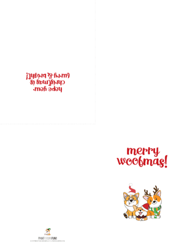 Merry woofmas - dogs printable Christmas card from PrintColorFun com