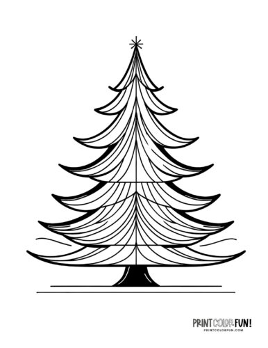 Mid-century modern style Christmas tree clipart from PrintColorFun com (1)