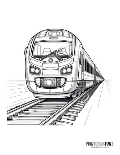 Modern train coloring page clipart from PrintColorFun com (1)