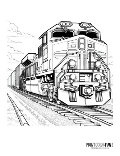 Modern train coloring page clipart from PrintColorFun com (2)