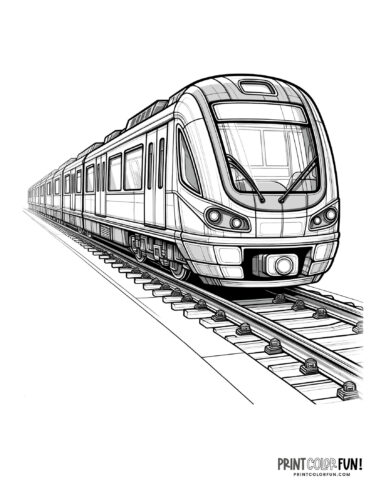 Modern train coloring page clipart from PrintColorFun com (3)