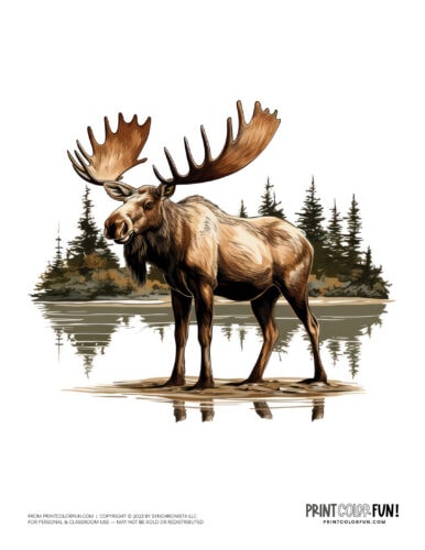 Moose drawing color clipart from PrintColorFun com (1)