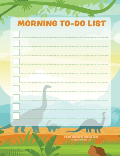Morning checklist printable from PrintColorFun com