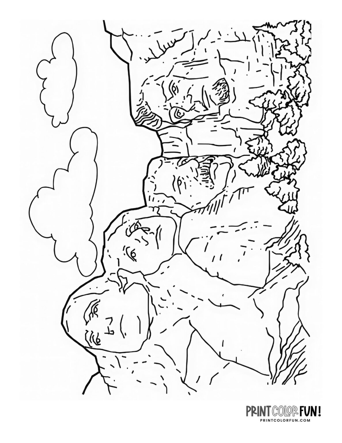 Mount Rushmore coloring pages, clipart & the history of this monument