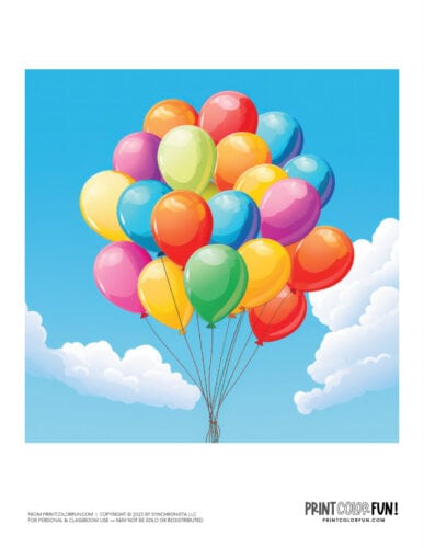 Multicolored party balloon clipart from PrintColorFun com (1)