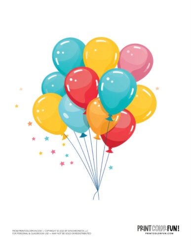 Multicolored party balloon clipart from PrintColorFun com (2)