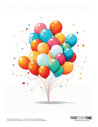Multicolored party balloon clipart from PrintColorFun com (3)